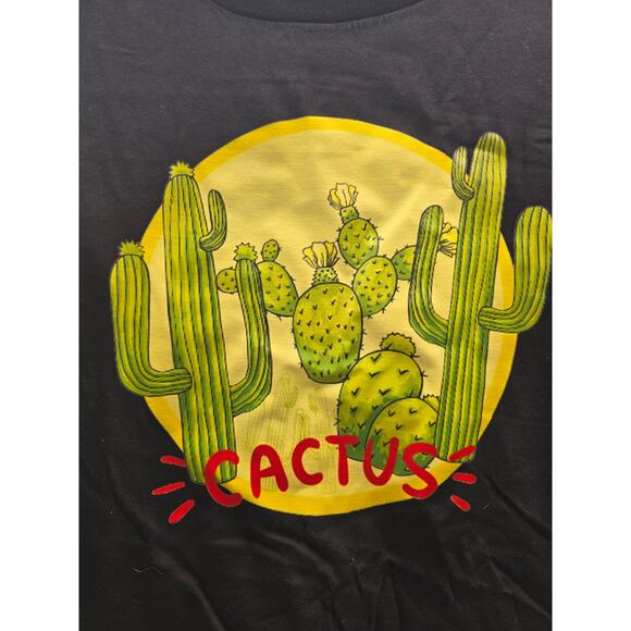 Cactus Graphic Tee Black Cotton M Artist Original Signed NWOT - Picture 1 of 5